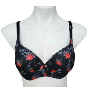 Victoria's Secret Wireless Padded Demi Cup Bra Size 38DD Body By Victoria Black